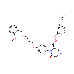 COc1ccccc1COCCCOc1ccc(N2C(=O)CNC[C@@H]2COCc2cccc(OC(F)(F)F)c2)cc1 ZINC000028525201