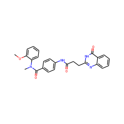 COc1ccccc1N(C)C(=O)c1ccc(NC(=O)CCc2nc3ccccc3c(=O)[nH]2)cc1 ZINC000103254095