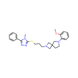 COc1ccccc1N1CCC2(CN(CCCSc3nnc(-c4ccccc4)n3C)C2)C1 ZINC001772655389