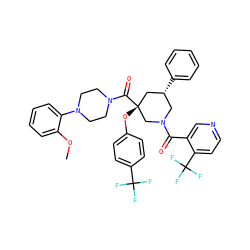COc1ccccc1N1CCN(C(=O)[C@]2(Oc3ccc(C(F)(F)F)cc3)C[C@H](c3ccccc3)CN(C(=O)c3cnccc3C(F)(F)F)C2)CC1 ZINC000169311085