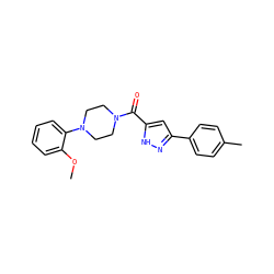 COc1ccccc1N1CCN(C(=O)c2cc(-c3ccc(C)cc3)n[nH]2)CC1 ZINC000013366568