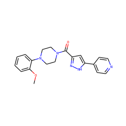 COc1ccccc1N1CCN(C(=O)c2cc(-c3ccncc3)[nH]n2)CC1 ZINC000071318214