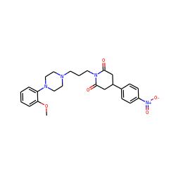 COc1ccccc1N1CCN(CCCN2C(=O)CC(c3ccc([N+](=O)[O-])cc3)CC2=O)CC1 ZINC000072173232