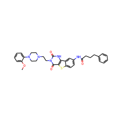 COc1ccccc1N1CCN(CCn2c(=O)[nH]c3c(sc4ccc(NC(=O)CCCc5ccccc5)cc43)c2=O)CC1 ZINC000169332125