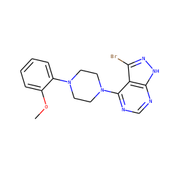 COc1ccccc1N1CCN(c2ncnc3[nH]nc(Br)c23)CC1 ZINC000059206027