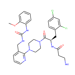 COc1ccccc1NC(=O)NCc1cccnc1N1CCN(C(=O)[C@@H](Cc2ccc(Cl)cc2Cl)NC(=O)CCN)CC1 ZINC000036285094