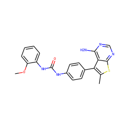 COc1ccccc1NC(=O)Nc1ccc(-c2c(C)sc3ncnc(N)c23)cc1 ZINC000013673620