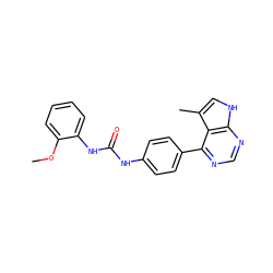COc1ccccc1NC(=O)Nc1ccc(-c2ncnc3[nH]cc(C)c23)cc1 ZINC000141563131