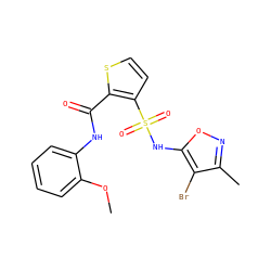 COc1ccccc1NC(=O)c1sccc1S(=O)(=O)Nc1onc(C)c1Br ZINC000013815555