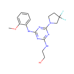 COc1ccccc1Nc1nc(NCCO)nc(N2CCC(F)(F)C2)n1 ZINC000014968050