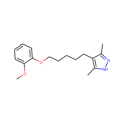 COc1ccccc1OCCCCCc1c(C)n[nH]c1C ZINC000002880305