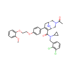 COc1ccccc1OCCOc1ccc(C2=C(C(=O)N(Cc3cccc(Cl)c3Cl)C3CC3)[C@H]3CN(C(C)=O)C[C@@H](C2)N3)cc1 ZINC000049899389