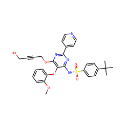 COc1ccccc1Oc1c(NS(=O)(=O)c2ccc(C(C)(C)C)cc2)nc(-c2ccncc2)nc1OCC#CCO ZINC000028019692