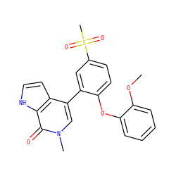 COc1ccccc1Oc1ccc(S(C)(=O)=O)cc1-c1cn(C)c(=O)c2[nH]ccc12 ZINC000146375483
