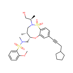 COc1ccccc1S(=O)(=O)N(C)C[C@H]1Oc2cc(C#CCC3CCCC3)ccc2S(=O)(=O)N([C@H](C)CO)C[C@H]1C ZINC000072104547