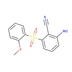 COc1ccccc1S(=O)(=O)c1cccc(N)c1C#N ZINC000005929239