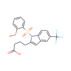 COc1ccccc1S(=O)(=O)n1c(CCCC(=O)O)cc2cc(C(F)(F)F)ccc21 ZINC001772629012