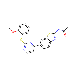 COc1ccccc1Sc1nccc(-c2ccc3nc(NC(C)=O)sc3c2)n1 ZINC000071296693