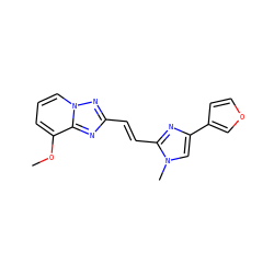 COc1cccn2nc(/C=C/c3nc(-c4ccoc4)cn3C)nc12 ZINC000117870706