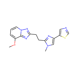 COc1cccn2nc(CCc3nc(-c4cncs4)cn3C)nc12 ZINC000117876885