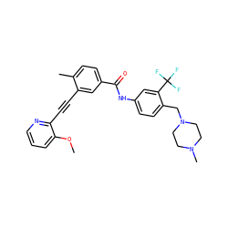 COc1cccnc1C#Cc1cc(C(=O)Nc2ccc(CN3CCN(C)CC3)c(C(F)(F)F)c2)ccc1C ZINC001772582104
