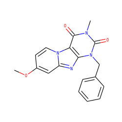 COc1ccn2c(c1)nc1c2c(=O)n(C)c(=O)n1Cc1ccccc1 ZINC001772609995