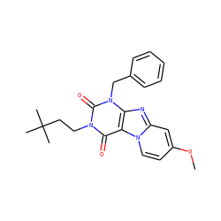 COc1ccn2c(c1)nc1c2c(=O)n(CCC(C)(C)C)c(=O)n1Cc1ccccc1 ZINC001772619525