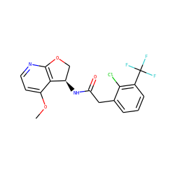 COc1ccnc2c1[C@H](NC(=O)Cc1cccc(C(F)(F)F)c1Cl)CO2 ZINC000146726506