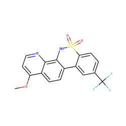 COc1ccnc2c3c(ccc12)-c1cc(C(F)(F)F)ccc1S(=O)(=O)N3 ZINC000201609594