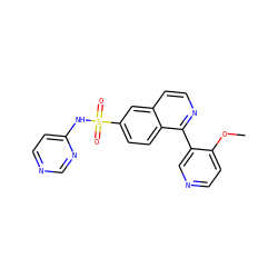 COc1ccncc1-c1nccc2cc(S(=O)(=O)Nc3ccncn3)ccc12 ZINC000225037025
