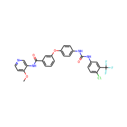 COc1ccncc1NC(=O)c1cccc(Oc2ccc(NC(=O)Nc3ccc(Cl)c(C(F)(F)F)c3)cc2)c1 ZINC000027880874