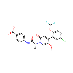 COc1cn([C@H](C)C(=O)Nc2ccc(C(=O)O)cc2)c(=O)cc1-c1cc(Cl)ccc1OC(F)F ZINC001772576098