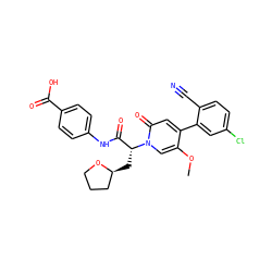 COc1cn([C@H](C[C@H]2CCCO2)C(=O)Nc2ccc(C(=O)O)cc2)c(=O)cc1-c1cc(Cl)ccc1C#N ZINC001772586677