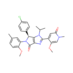 COc1cn(C)c(=O)cc1-c1nc2c(n1C(C)C)[C@H](c1ccc(Cl)cc1)N(c1cc(C)ccc1OC)C2=O ZINC000169705805