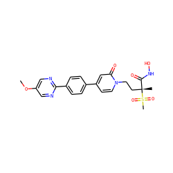 COc1cnc(-c2ccc(-c3ccn(CC[C@](C)(C(=O)NO)S(C)(=O)=O)c(=O)c3)cc2)nc1 ZINC000084587710