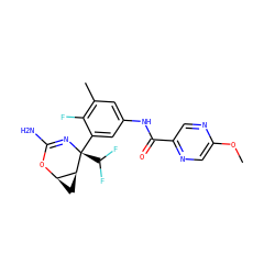 COc1cnc(C(=O)Nc2cc(C)c(F)c([C@@]3(C(F)F)N=C(N)O[C@@H]4C[C@@H]43)c2)cn1 ZINC000226122370