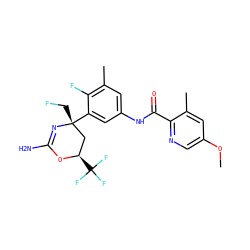 COc1cnc(C(=O)Nc2cc(C)c(F)c([C@]3(CF)C[C@@H](C(F)(F)F)OC(N)=N3)c2)c(C)c1 ZINC000223584398