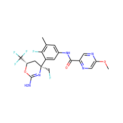 COc1cnc(C(=O)Nc2cc(C)c(F)c([C@]3(CF)C[C@@H](C(F)(F)F)OC(N)=N3)c2)cn1 ZINC000223530640