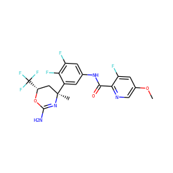 COc1cnc(C(=O)Nc2cc(F)c(F)c([C@]3(C)C[C@@H](C(F)(F)F)OC(N)=N3)c2)c(F)c1 ZINC000223557831