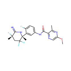 COc1cnc(C(=O)Nc2ccc(F)c([C@@]3(C)NC(=N)[C@@](C)(F)CC3(F)F)c2)c(C)n1 ZINC001772638038