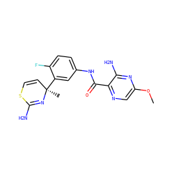 COc1cnc(C(=O)Nc2ccc(F)c([C@]3(C)C=CSC(N)=N3)c2)c(N)n1 ZINC000147046591
