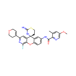 COc1cnc(C(=O)Nc2ccc3c(c2)[C@]2(CCSC(=N)N2)c2cc(C4=CCOCC4)nc(F)c2O3)c(C)c1 ZINC001772651893