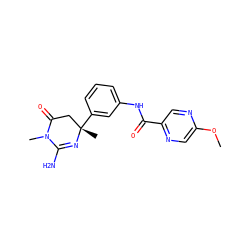 COc1cnc(C(=O)Nc2cccc([C@@]3(C)CC(=O)N(C)C(N)=N3)c2)cn1 ZINC000140200376