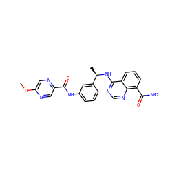 COc1cnc(C(=O)Nc2cccc([C@@H](C)Nc3ncnc4c(C(N)=O)cccc34)c2)cn1 ZINC000114348183