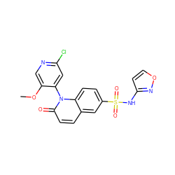 COc1cnc(Cl)cc1-n1c(=O)ccc2cc(S(=O)(=O)Nc3ccon3)ccc21 ZINC001772598134