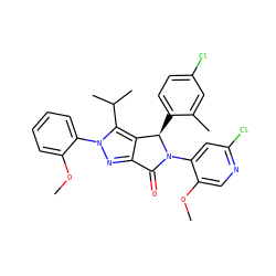 COc1cnc(Cl)cc1N1C(=O)c2nn(-c3ccccc3OC)c(C(C)C)c2[C@H]1c1ccc(Cl)cc1C ZINC000224100446