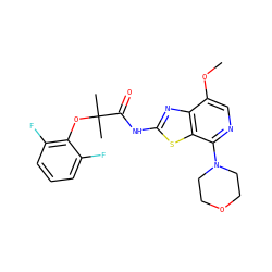COc1cnc(N2CCOCC2)c2sc(NC(=O)C(C)(C)Oc3c(F)cccc3F)nc12 ZINC001772608764