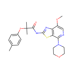 COc1cnc(N2CCOCC2)c2sc(NC(=O)C(C)(C)Oc3ccc(C)cc3)nc12 ZINC001772609488
