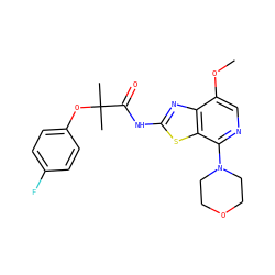 COc1cnc(N2CCOCC2)c2sc(NC(=O)C(C)(C)Oc3ccc(F)cc3)nc12 ZINC001772618717