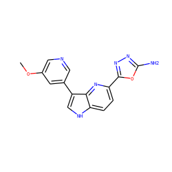 COc1cncc(-c2c[nH]c3ccc(-c4nnc(N)o4)nc23)c1 ZINC000204755042